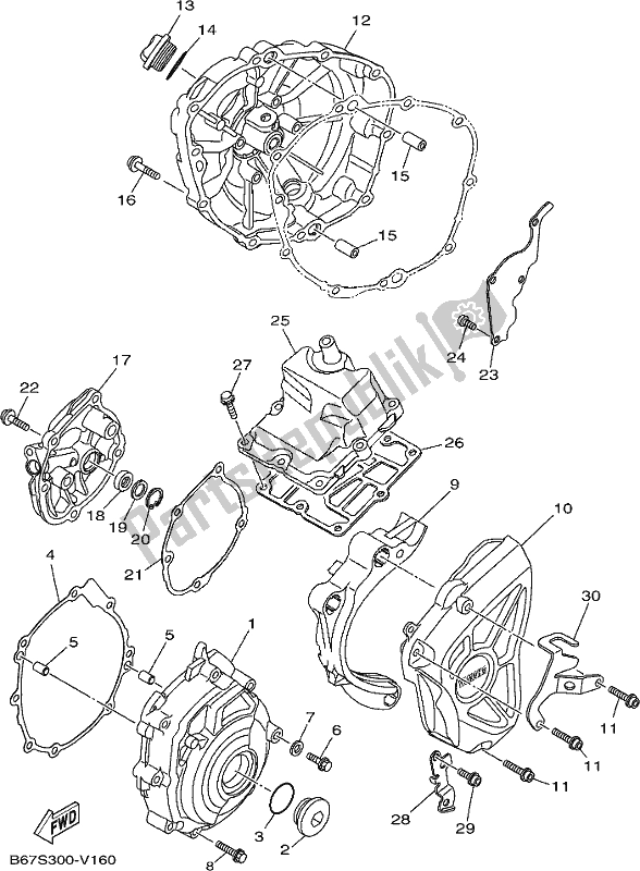 All parts for the Crankcase Cover 1 of the Yamaha MT 10 AL MTN 1000 2020