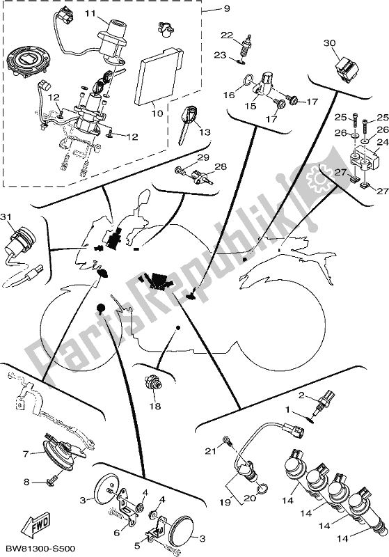 Wszystkie części do Elektryczny 1 Yamaha MT 10 AL MTN 1000 2020