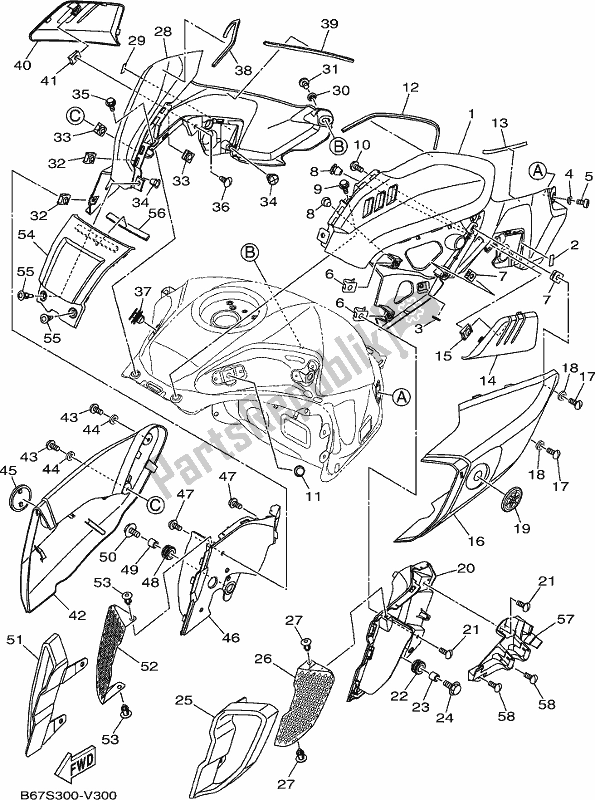 Tutte le parti per il Serbatoio Carburante 2 del Yamaha MT 10 AL MTN 1000 2020