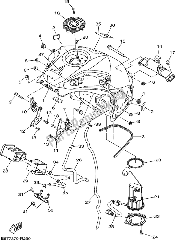 Tutte le parti per il Serbatoio Di Carburante del Yamaha MT 10 AL MTN 1000 2020