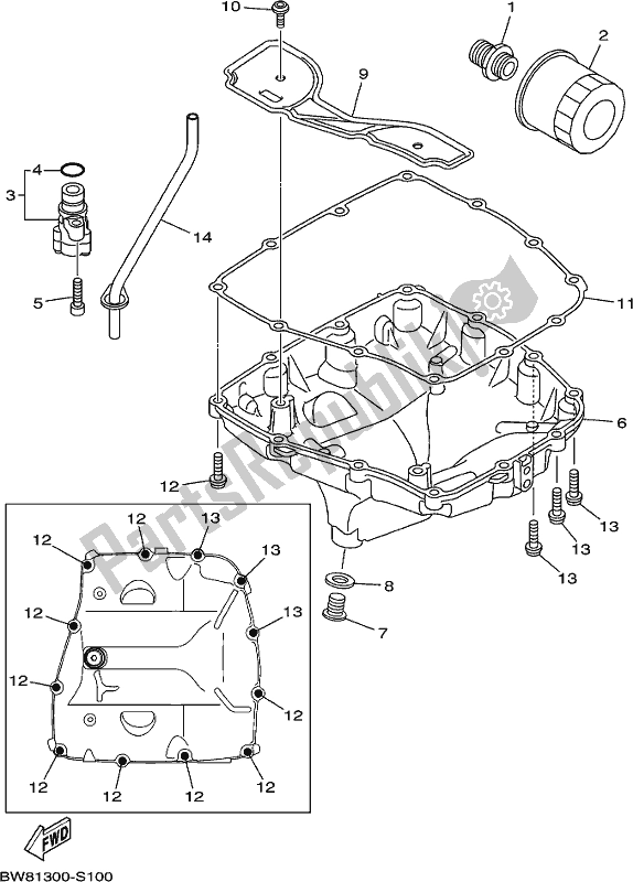 All parts for the Oil Cleaner of the Yamaha MT 10 AL MTN 1000 2020