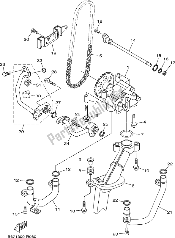 All parts for the Oil Pump of the Yamaha MT 10 AL MTN 1000 2020