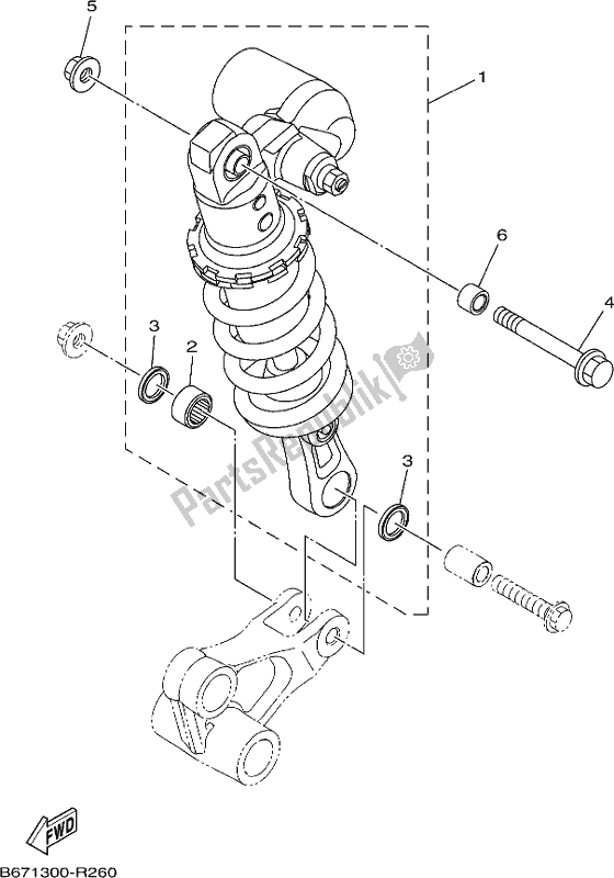 All parts for the Rear Suspension of the Yamaha MT 10 AL MTN 1000 2020