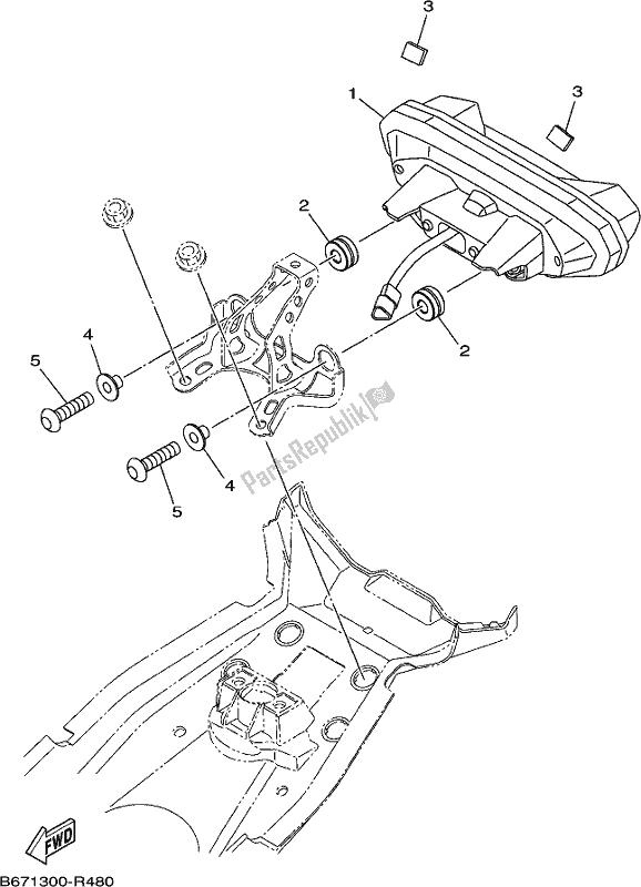 All parts for the Taillight of the Yamaha MT 10 AL MTN 1000 2020