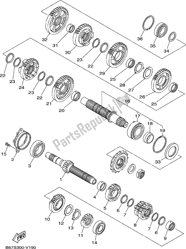 All parts for the Transmission of the Yamaha MT 10 AL MTN 1000 2020