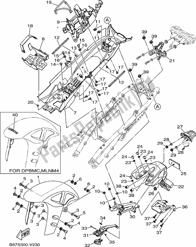 All parts for the Fender of the Yamaha MT 10 AL MTN 1000 2020