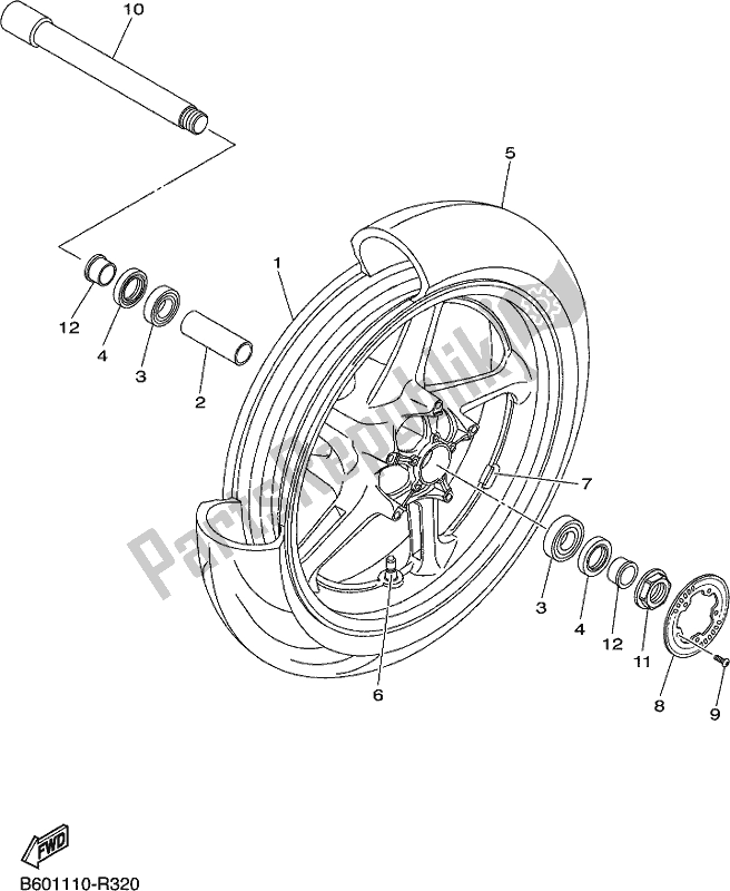 Tutte le parti per il Ruota Anteriore del Yamaha MT 10 AL MTN 1000 2020