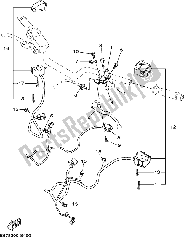All parts for the Handle Switch & Lever of the Yamaha MT 10 AL MTN 1000 2020