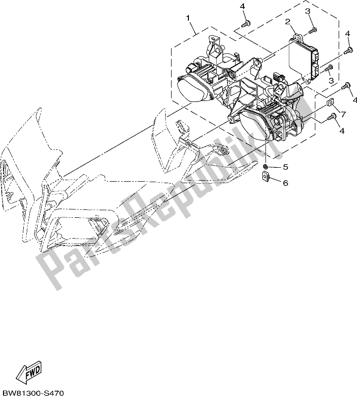 All parts for the Headlight of the Yamaha MT 10 AL MTN 1000 2020