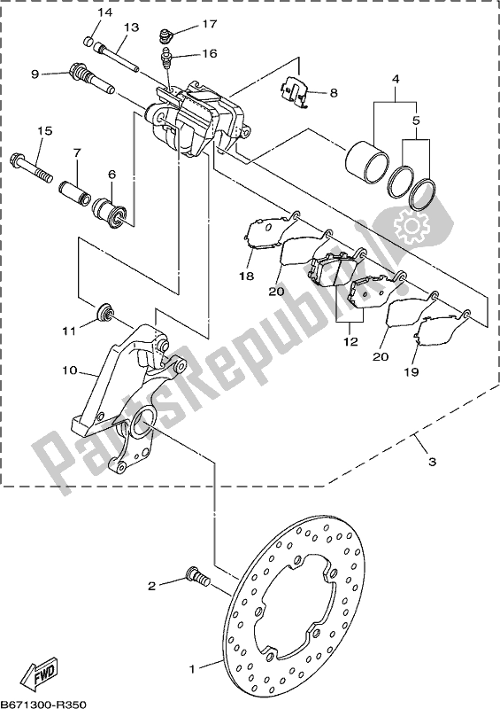 Tutte le parti per il Pinza Freno Posteriore del Yamaha MT 10 AL MTN 1000 2020