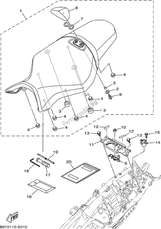 Todas as partes de Assento do Yamaha MT 10 AL MTN 1000 2020