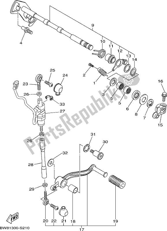 All parts for the Shift Shaft of the Yamaha MT 10 AL MTN 1000 2020