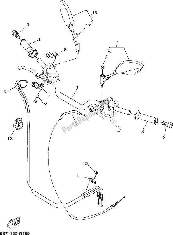 All parts for the Steering Handle & Cable of the Yamaha MT 10 AL MTN 1000 2020