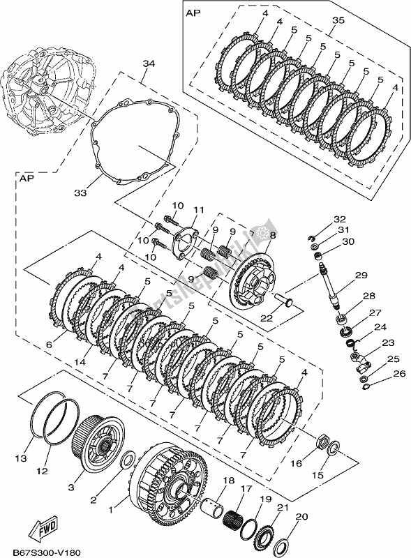 Todas las partes para Embrague de Yamaha MT 10 AM MTN 1000M 2021