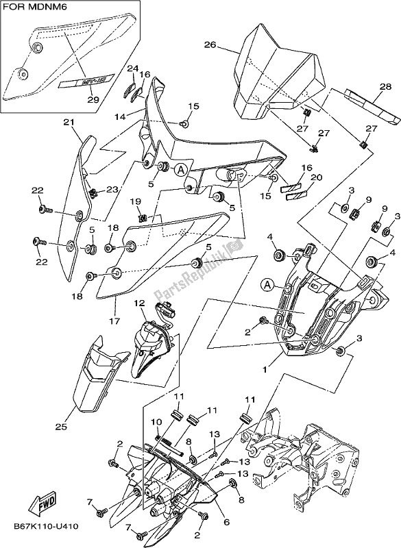 Toutes les pièces pour le Capot 2 du Yamaha MT 10 AM MTN 1000M 2021