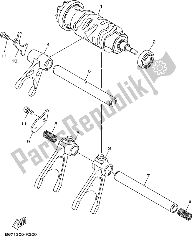 All parts for the Shift Cam & Fork of the Yamaha MT 10 Asph MTN 1000 DH 2017