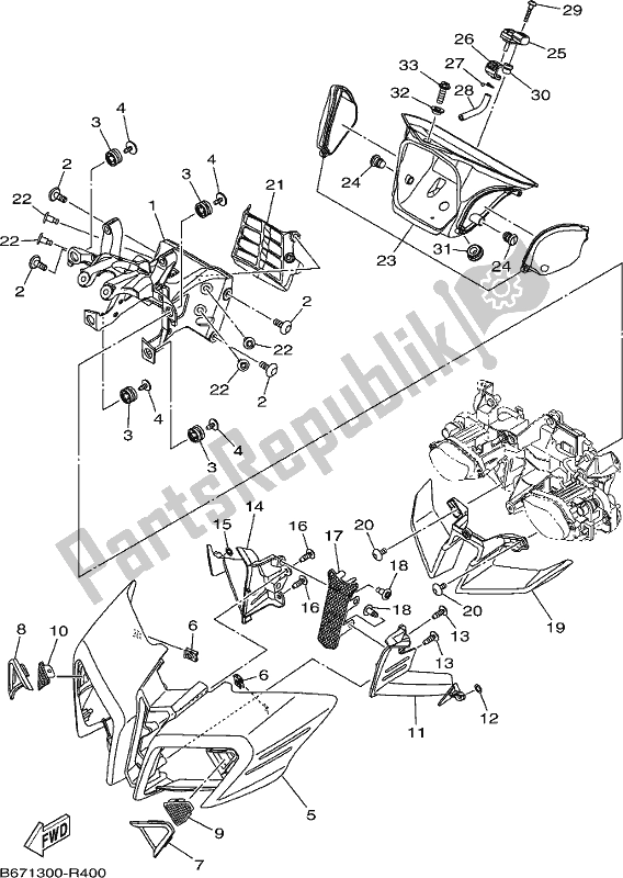 All parts for the Cowling 1 of the Yamaha MT 10 Aspj MTN 1000 DJ 2018