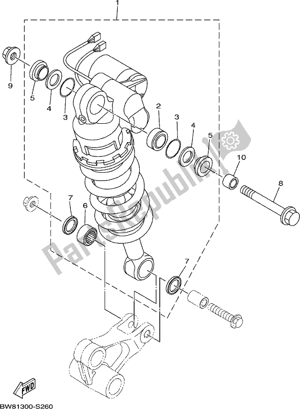 All parts for the Rear Suspension of the Yamaha MT 10 Aspj MTN 1000 DJ 2018