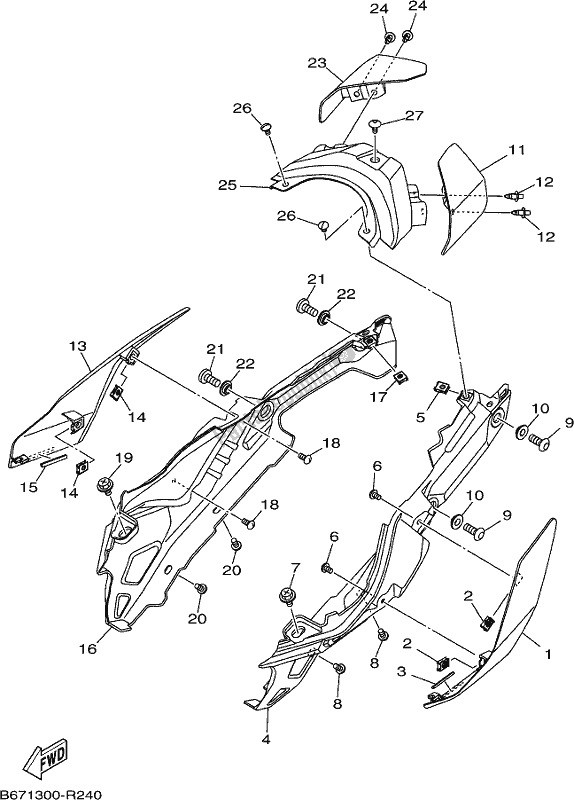 All parts for the Side Cover of the Yamaha MT 10 Aspj MTN 1000 DJ 2018