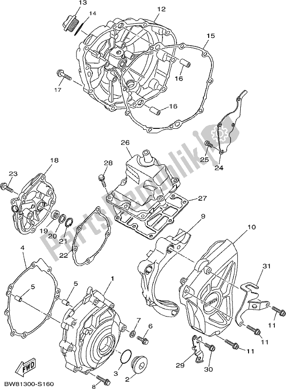 Wszystkie części do Pokrywa Skrzyni Korbowej 1 Yamaha MT 10 Aspj MTN 1000J 2018