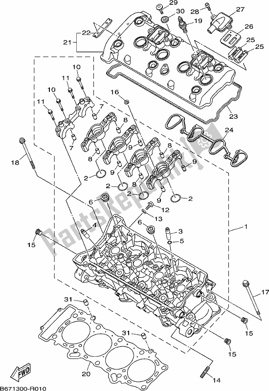 Todas las partes para Cabeza De Cilindro de Yamaha MT 10 Aspj MTN 1000J 2018