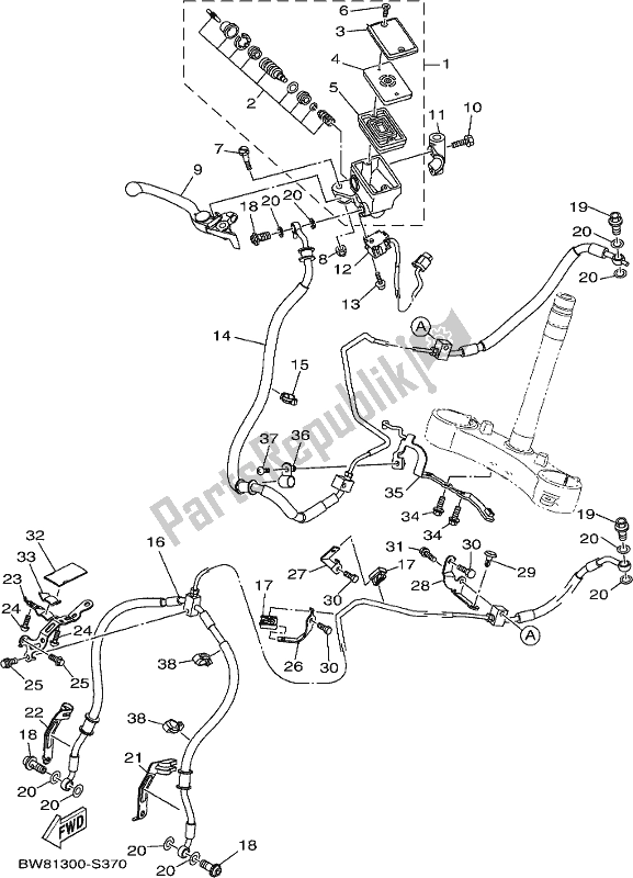 Toutes les pièces pour le Maître-cylindre Avant du Yamaha MT 10 Aspj MTN 1000J 2018