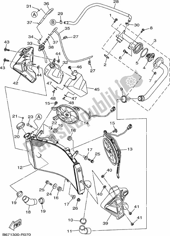 All parts for the Radiator & Hose of the Yamaha MT 10 Aspj MTN 1000J 2018