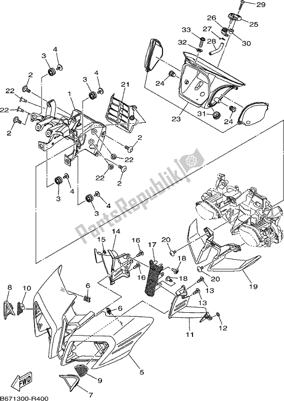 All parts for the Cowling 1 of the Yamaha MT 10 Aspj MTN 1000J 2018