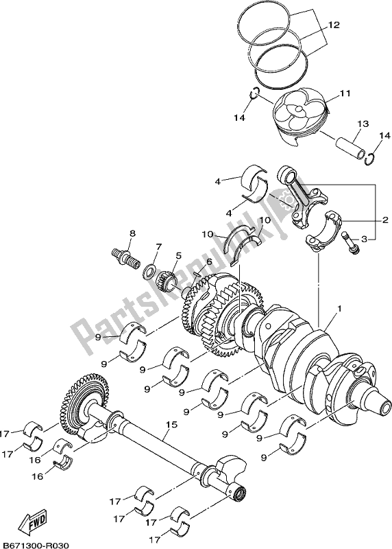 All parts for the Crankshaft & Piston of the Yamaha MT 10 Aspj MTN 1000J 2018