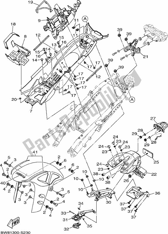 All parts for the Fender of the Yamaha MT 10 Aspj MTN 1000J 2018