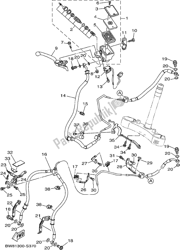 Tutte le parti per il Pompa Freno Anteriore del Yamaha MT 10 Aspj MTN 1000J 2018