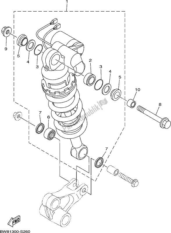 All parts for the Rear Suspension of the Yamaha MT 10 Aspj MTN 1000J 2018