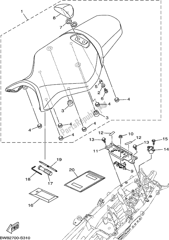 All parts for the Seat of the Yamaha MT 10 Aspj MTN 1000J 2018