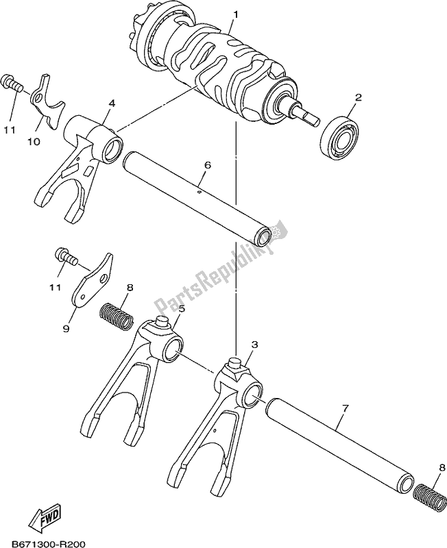 All parts for the Shift Cam & Fork of the Yamaha MT 10 Aspj MTN 1000J 2018