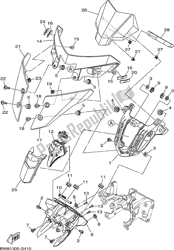 All parts for the Cowling 2 of the Yamaha MT 10 Aspk MTN 1000 DK 2019