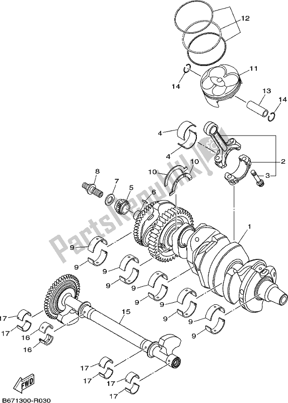 All parts for the Crankshaft & Piston of the Yamaha MT 10 Aspk MTN 1000 DK 2019