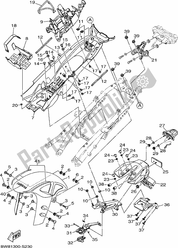 All parts for the Fender of the Yamaha MT 10 Aspk MTN 1000 DK 2019