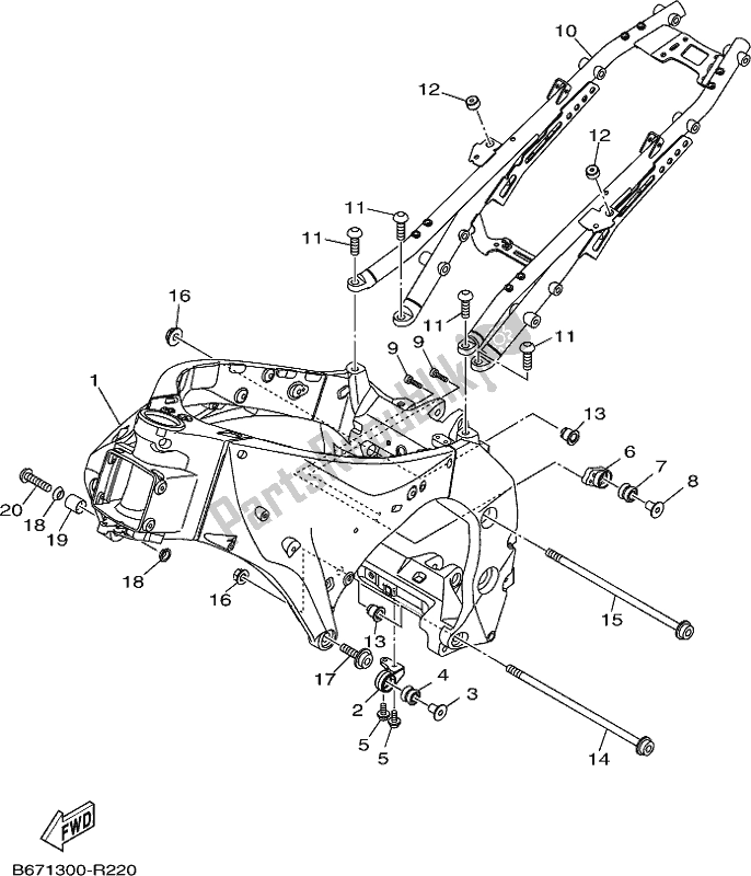 All parts for the Frame of the Yamaha MT 10 Aspk MTN 1000 DK 2019