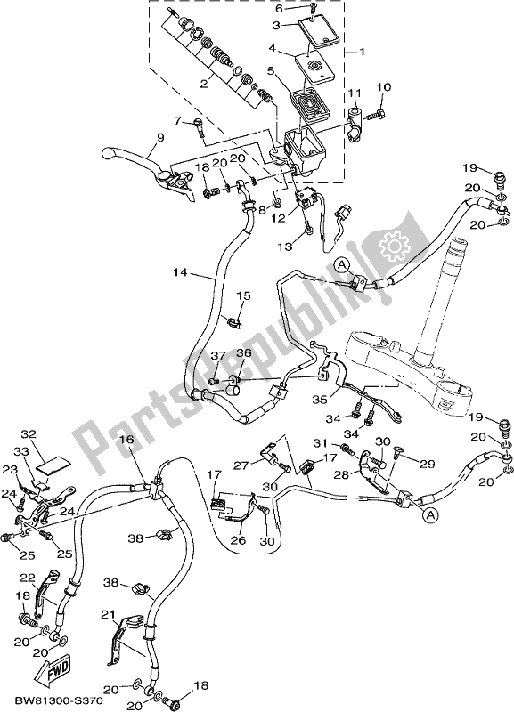 All parts for the Front Master Cylinder of the Yamaha MT 10 Aspk MTN 1000 DK 2019