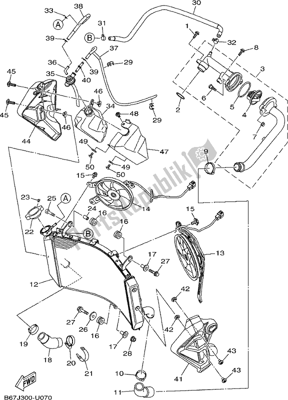 All parts for the Radiator & Hose of the Yamaha MT 10 Aspk MTN 1000 DK 2019