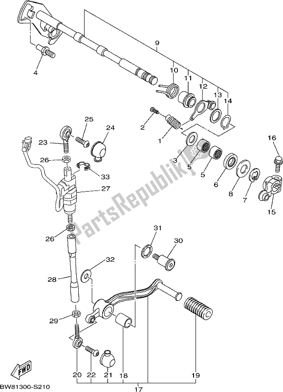 All parts for the Shift Shaft of the Yamaha MT 10 Aspk MTN 1000 DK 2019