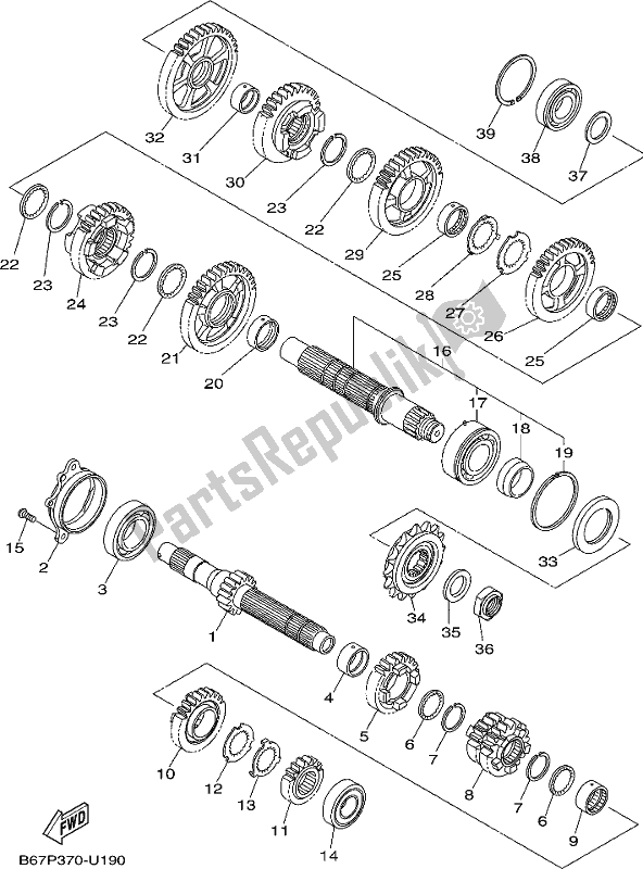 All parts for the Transmission of the Yamaha MT 10 Aspk MTN 1000 DK 2019