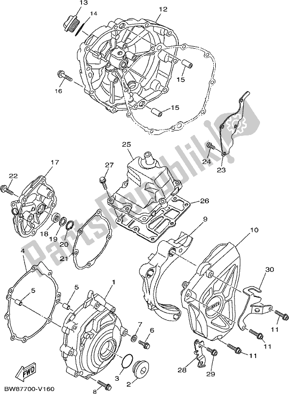 Wszystkie części do Pokrywa Skrzyni Korbowej 1 Yamaha MT 10 Aspl MTN 1000 DL 2020