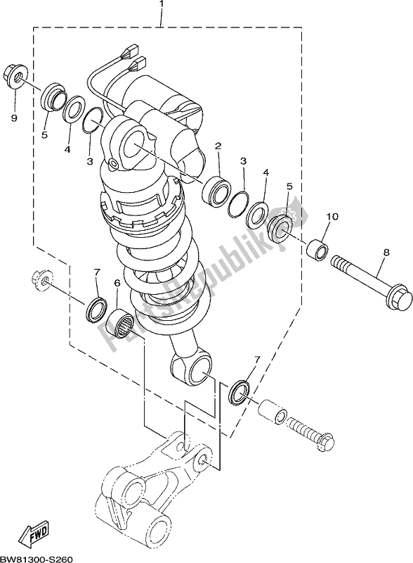 Todas as partes de Suspensão Traseira do Yamaha MT 10 Aspl MTN 1000 DL 2020