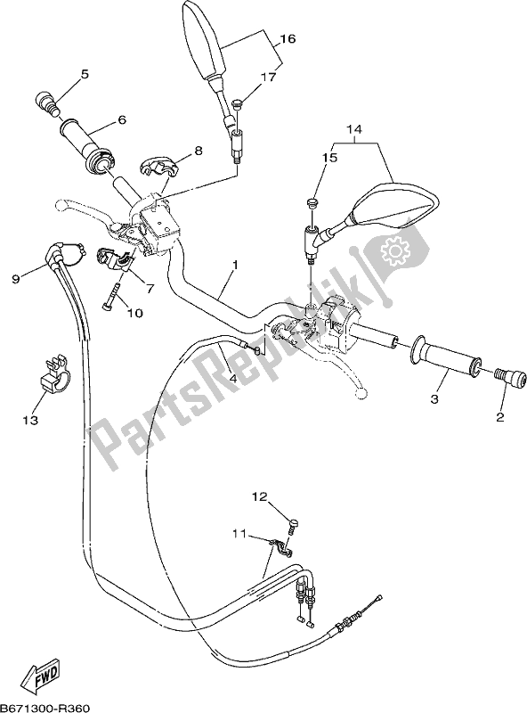 All parts for the Steering Handle & Cable of the Yamaha MT 10 Aspl MTN 1000 DL 2020