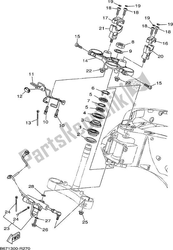 All parts for the Steering of the Yamaha MT 10 Aspl MTN 1000 DL 2020