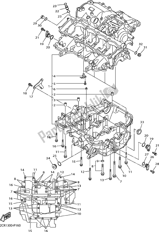 All parts for the Crankcase of the Yamaha MT 10 Aspm MTN 1000 DM 2021