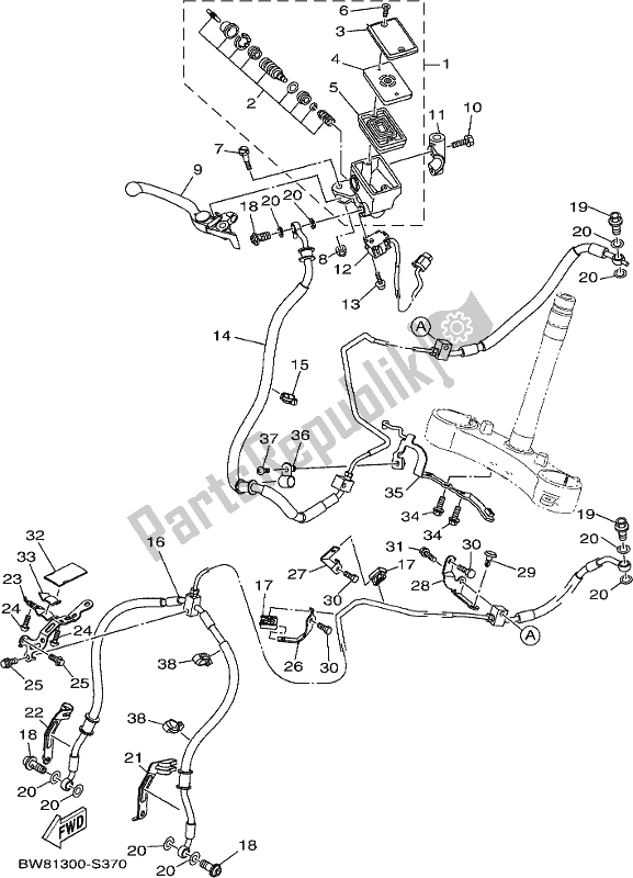 Alle onderdelen voor de Voorste Hoofdcilinder van de Yamaha MT 10 Aspm MTN 1000 DM 2021