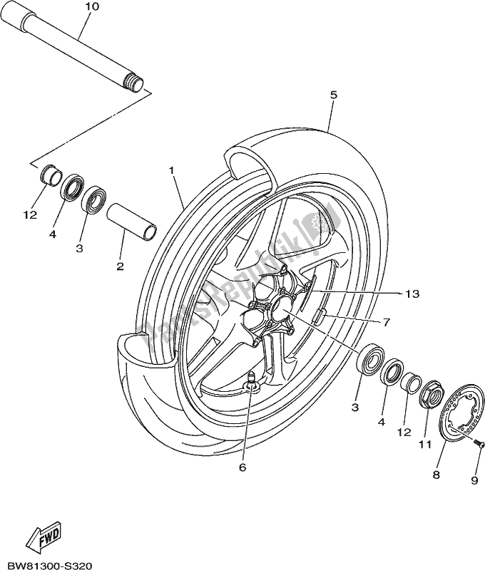 Wszystkie części do Przednie Ko? O Yamaha MT 10 Aspm MTN 1000 DM 2021