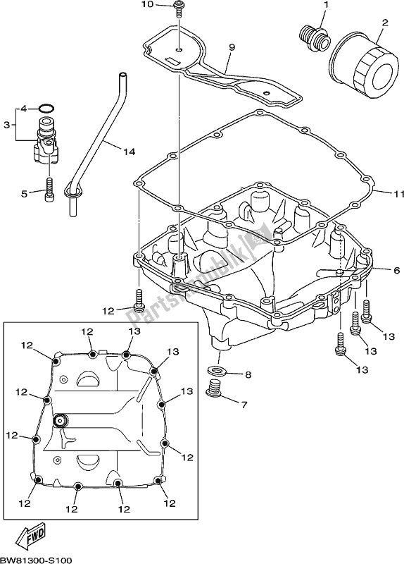 All parts for the Oil Cleaner of the Yamaha MT 10 Aspm MTN 1000 DM 2021